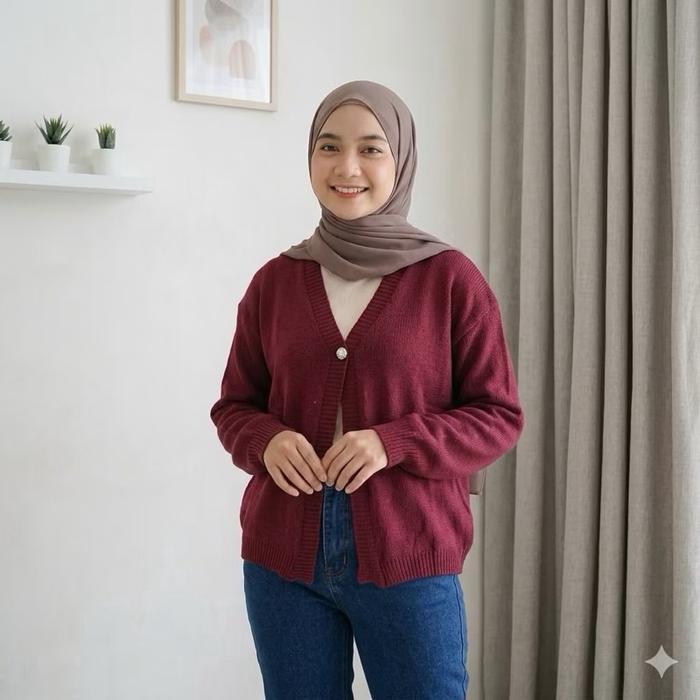 Best Seller Malika Cardigan Rajut Crop Kancing 1 Outer Rajut Atasa Wanita Korean Style Kardigan Top
