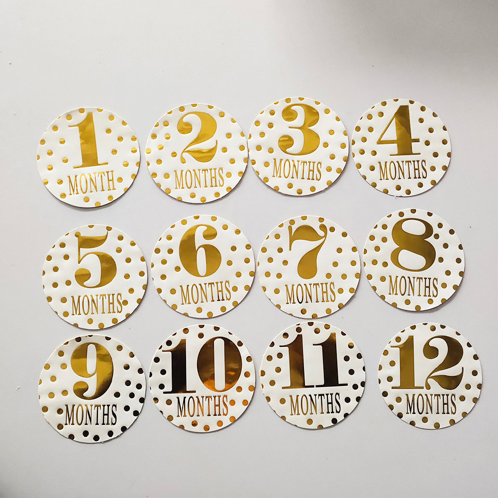 12pcs Newborn Baby Monthly Stickers Pregnant Women 1-12 Month Milestone Memory Photograph Props acce