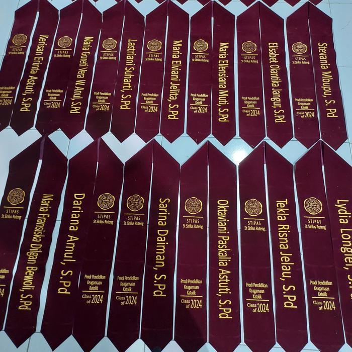 (2 LAPIS) Selempang Leher Bordir / Selempang Wisuda Leher