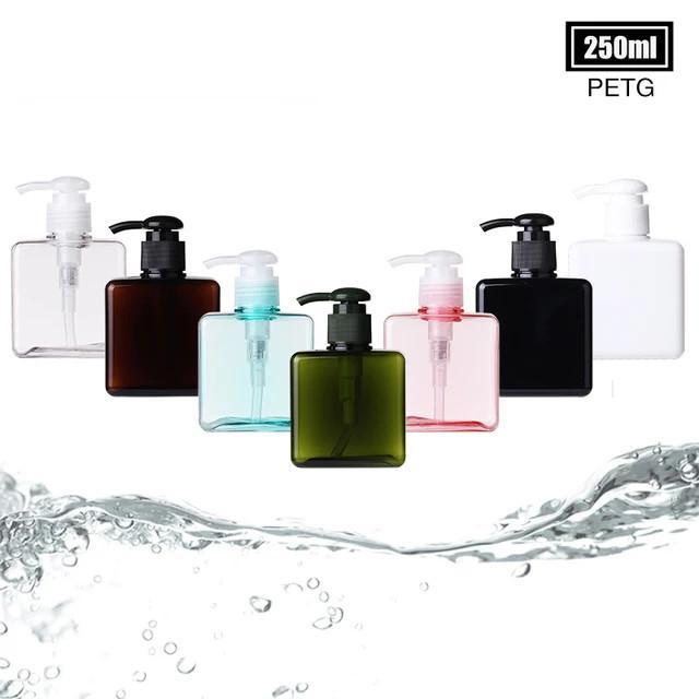 BOTOL SABUN CAIR AESTHETIC 250ML / BOTOL PUMP KOTAK PLASTIK / WADAH HAMPERS SABUN MANDI SHAMPOO