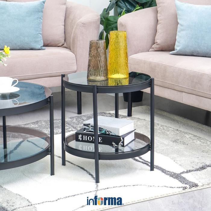 Informa Bayonne Meja Sisi - Hitam Nakas Meja Sudut Ruang Tamu Kecil Samping Sofa