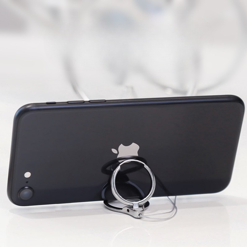 Alloy Mobile Phone Finger Ring Holder Stand With Lanyard Universal Phone Strap Keychain Pendant Ring