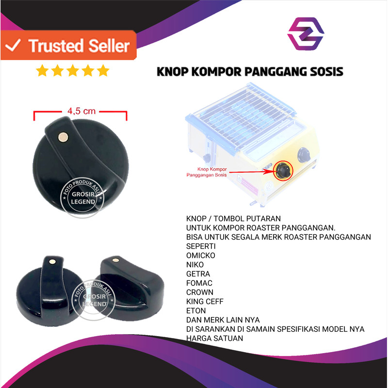 KNOP TOMBOL PUTARAN KOMPOR PANGGANGAN SOSIS ROASTER