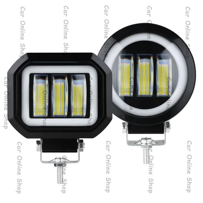 Lampu Tembak Sorot Kerja Led 3 Mata 30 Watt Bulat Kotak Motor Mobil