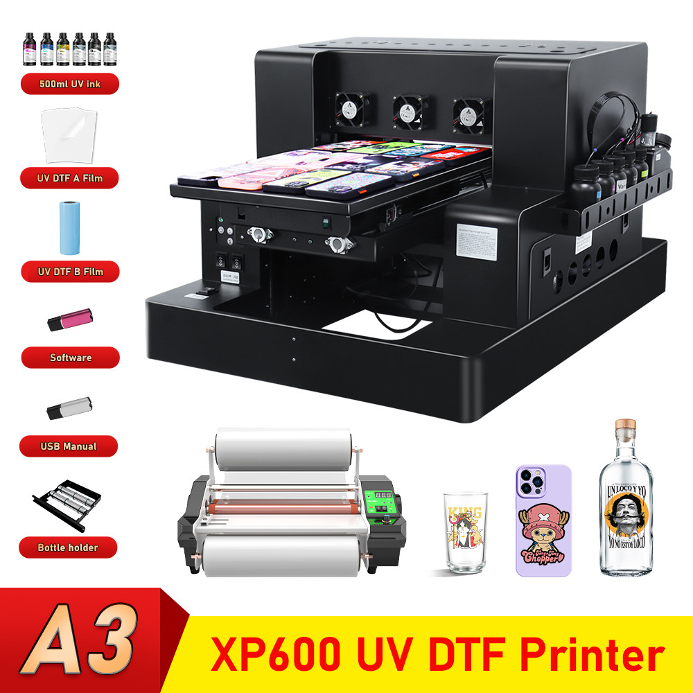 A3 UV Printer XP600 UV Flatbed Printing Machine A3 UV DTF Printer For Pen Bottle Wood UV Flatbed