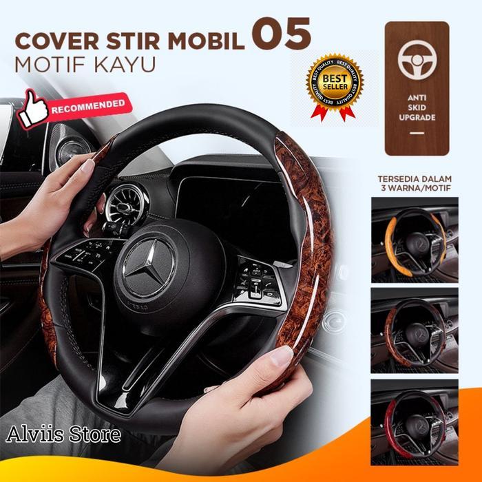 Cover Stir Mobil 05 Motif Kayu/ Sarung Stir Mobil 05 Motif Kayu