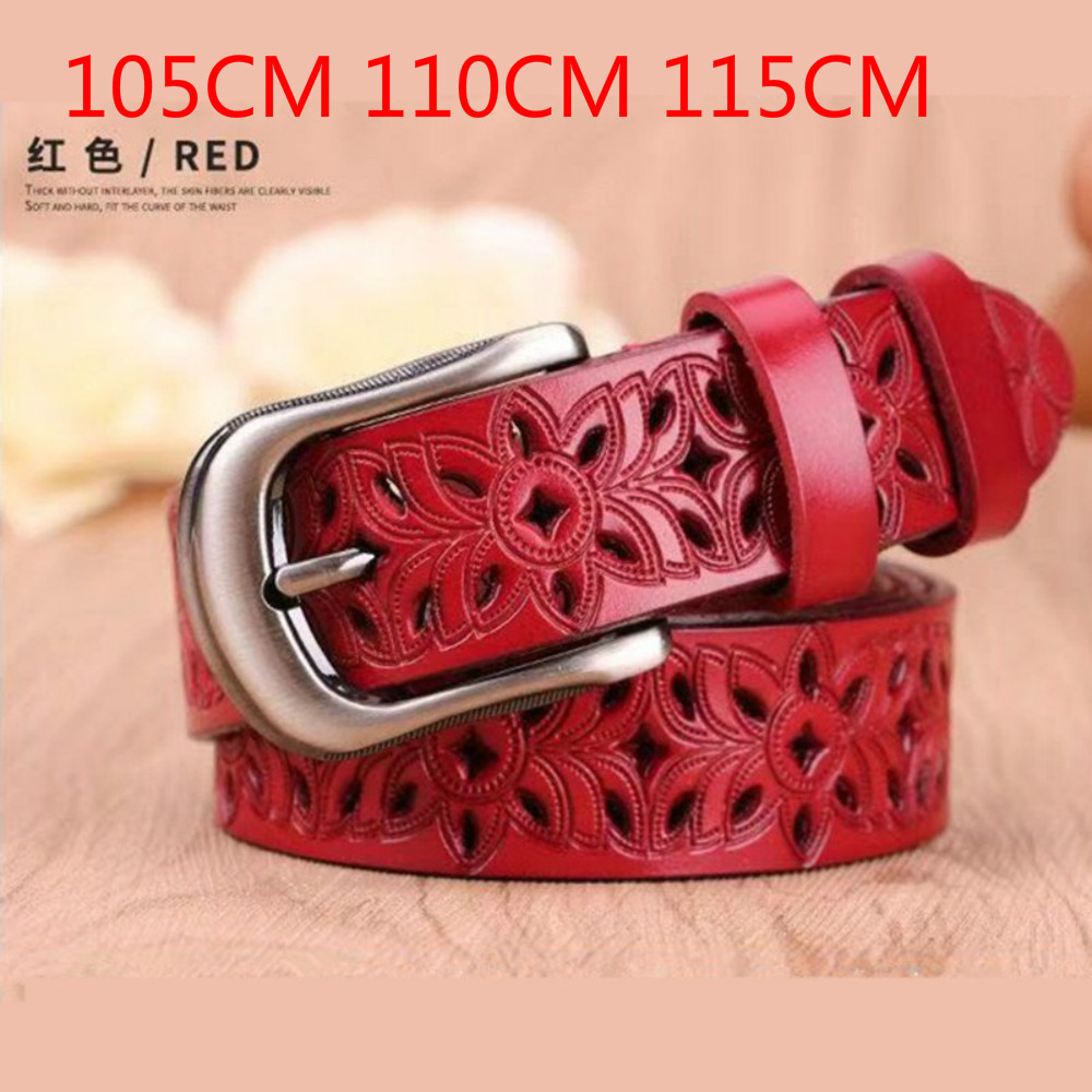 2024 Red Woman Second Layer Cowskin Belt Genuine Leather Belts Vintage Pin Buckle Strap Jeans