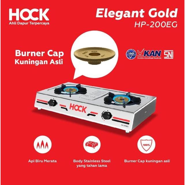 Kompor Gas 2 Tungku Stainless Hock Elegant Gold - HP 200EG