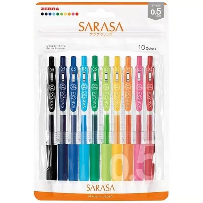 Pulpen Gel Sarasa Clip Set 10 Warna Zebra 100% Original