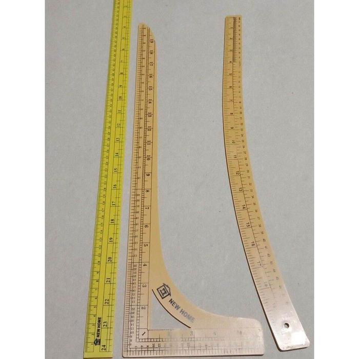 Premium Penggaris Pola Jahit Satu Set Isi 3 / Penggaris Besar Siku + Penggaris Besar