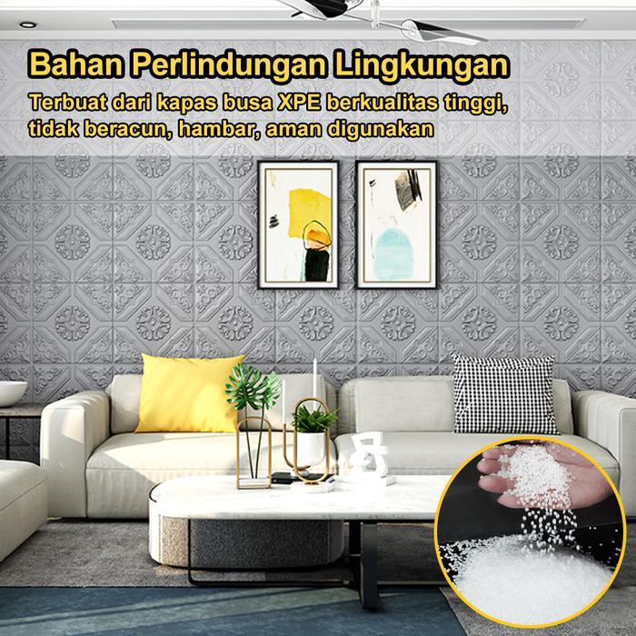 Wallpaper Dinding 3D Ceiling Ruang Tamu Kamar Tidur Dekor Foam Emboss Walpaper Sticker