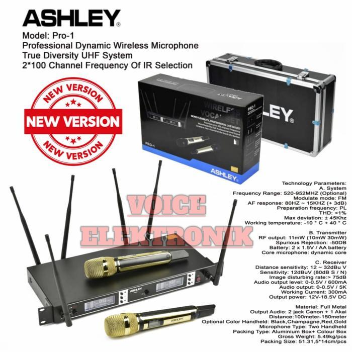 Terlaris Mic Wireless Ashley PRO 1 Original Handle Warna gold Plus Hardcase SALE