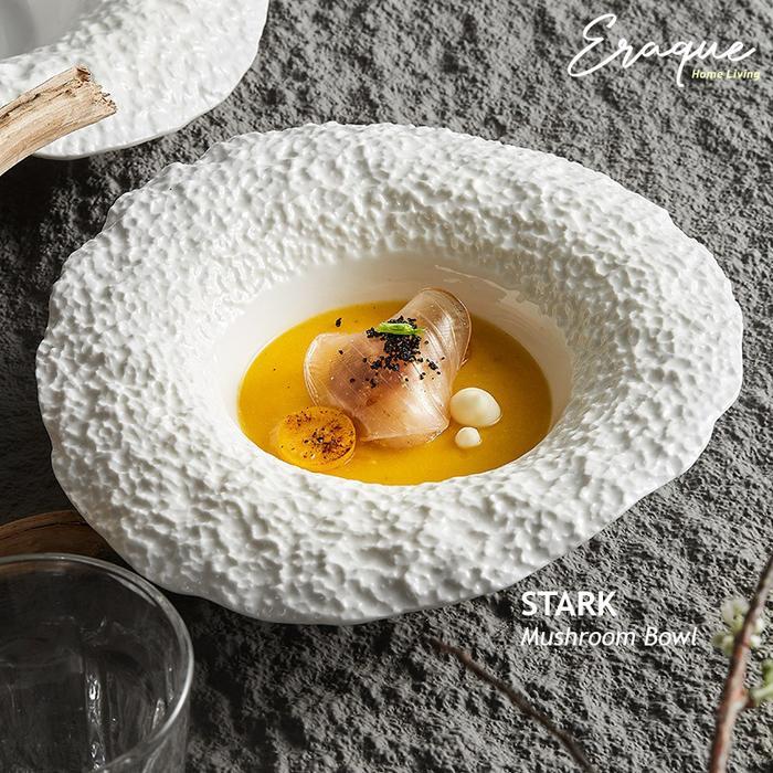 STARK Mushroom Bowl / Mangkok Sup Pasta Keramik Putih Aesthetic Unik