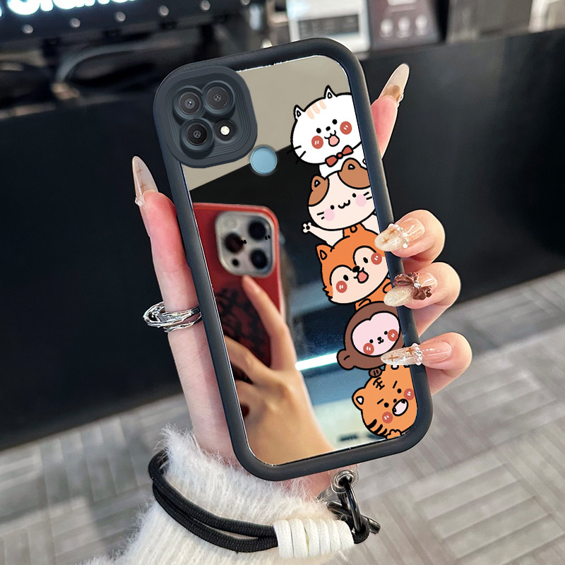 Casing Hp untuk OPPO A15 A15s A35 4G Case Casing hewan lucu pola Silikon Softcase Kasing HP tali gan