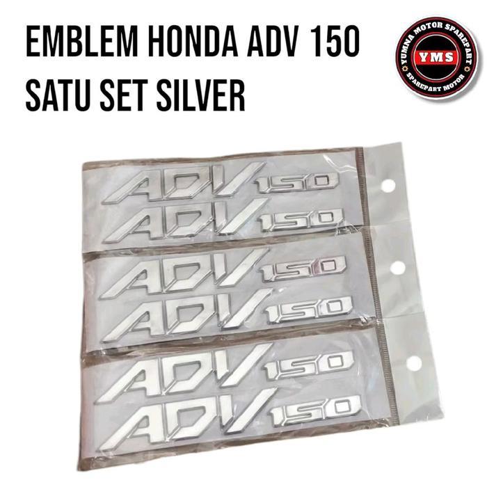 EMBLEM TIMBUL LOGO HONDA ADV 150 EMBLEM STIKER HONDA ADV 150 SATU SET SILVER MOTORCYCLE