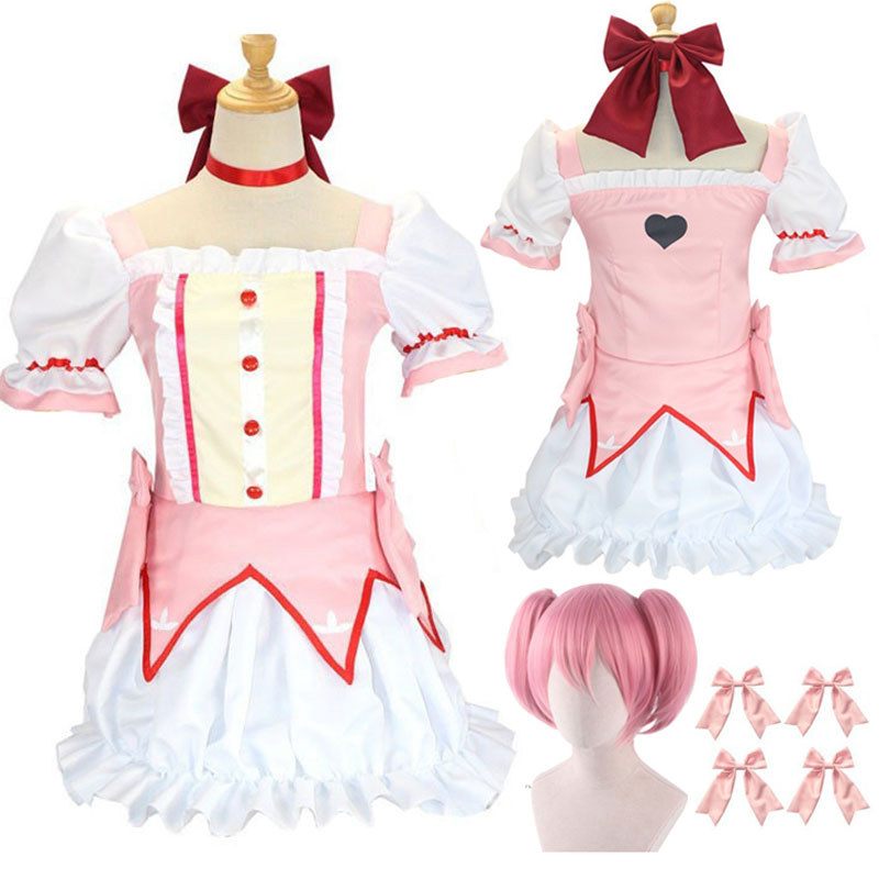Anime Kaname Madoka Cosplay Costume Magica Kaname Dress Wig Kaname Madoka Outfits For Comic Con