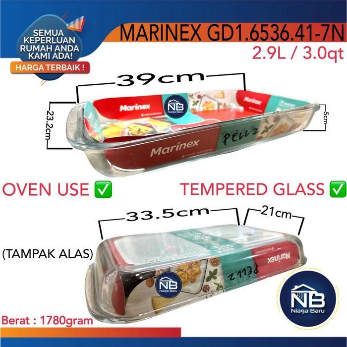 Loyang Piring Kaca Marinex Segi Empat 2.9L Pyrex Pirex Microwave