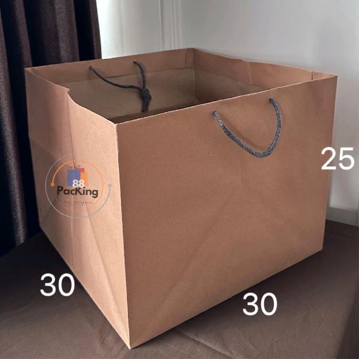 isi 12 paper bag jumbo 30x30 tas kertas coklat XL P30 L30 T25 kotak nasi tumpeng mini box nasi