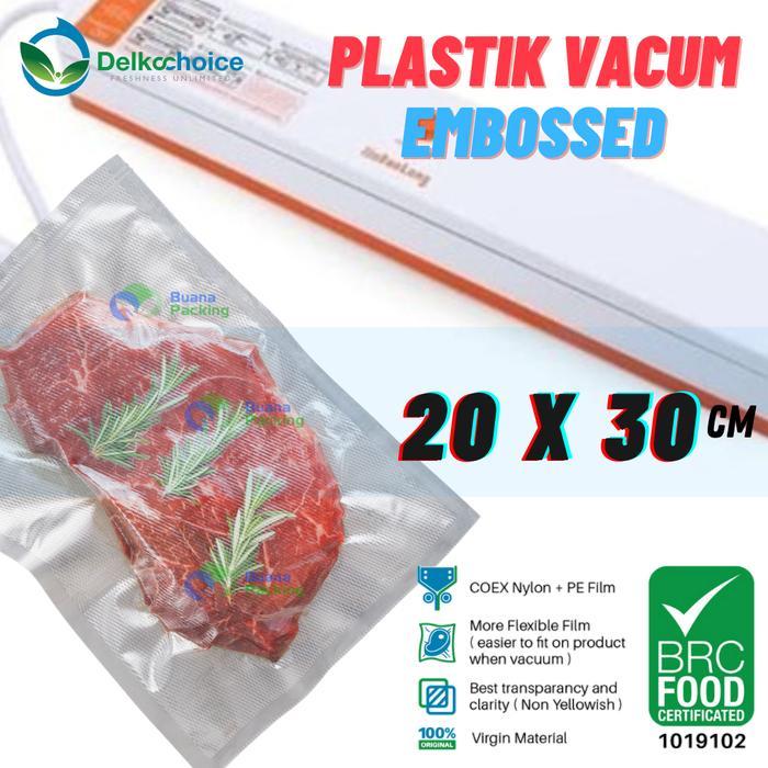 PLASTIK VAKUM VACUM EMBOS EMBOSSED MAKANAN DELKOCHOICE 20X30