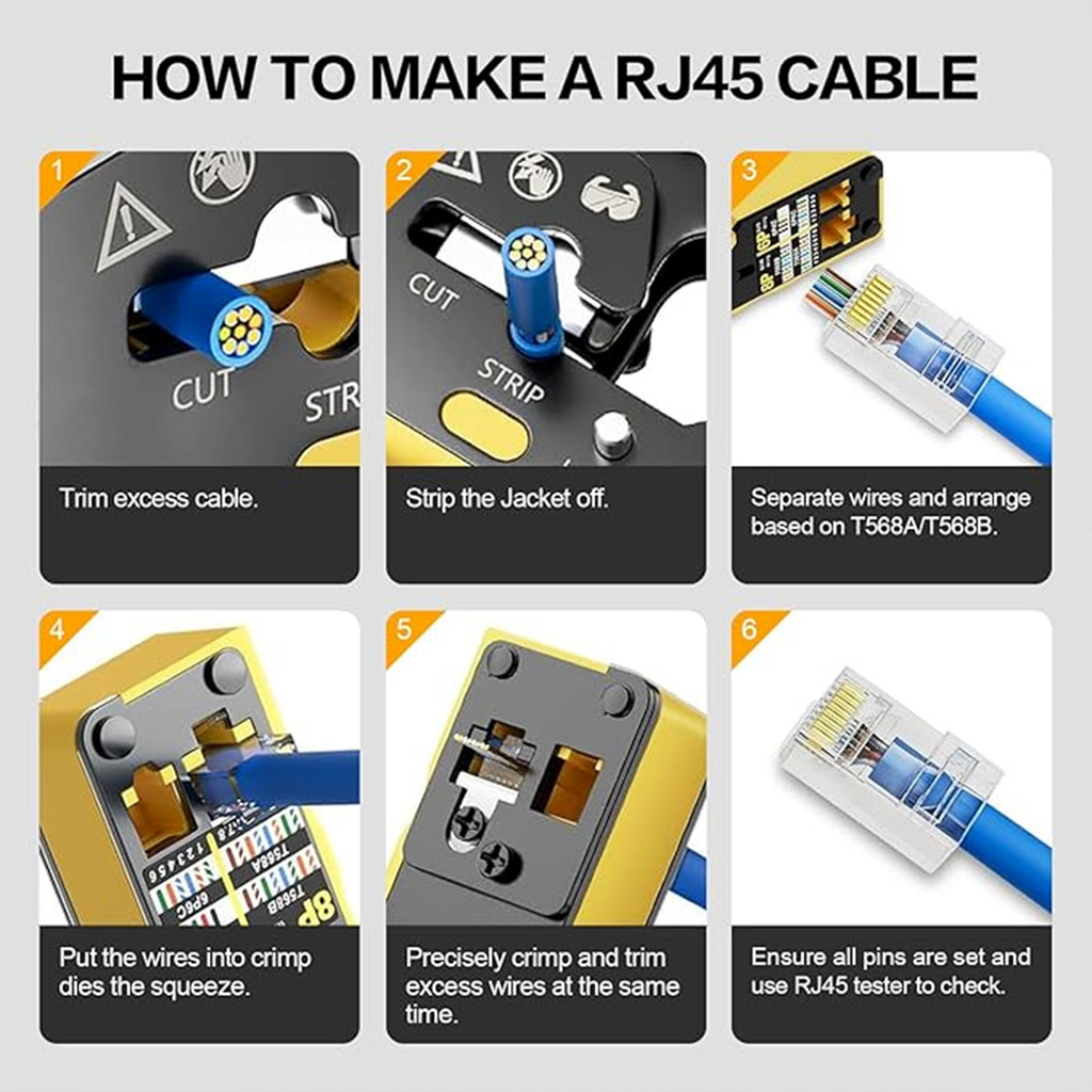 ZOERAX RJ45 CAT6 Crimper Tool Network Cable Crimp Tool for Cat6 Cat5 Cat5e RJ45 Pass Through