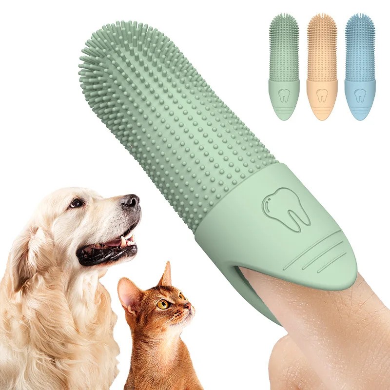 Dog Toothbrush, 360 Cleaning Finger Toothbrush for Dogs, Food Grade Silicone Dog Finger Toothbrush