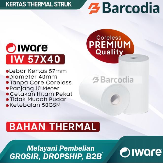 . KERTAS PRINTER THERMAL 57 x 40 - KERTAS STRUK MOBILE PRINTER / EDC - KERTAS THERMAL 57X40 KERTAS