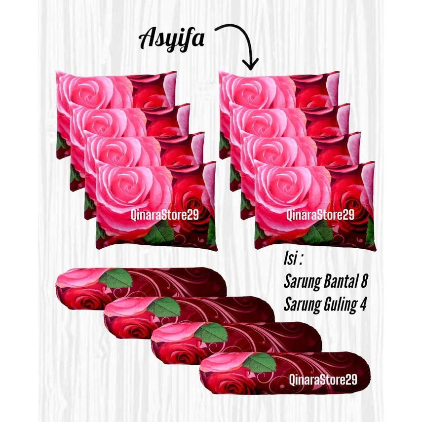 "New" HARGA GROSIR 1 LUSIN Sarung Bantal 8 Sarung Guling 4 Motif Bunga Terbaru Kekinian Gambar 3D