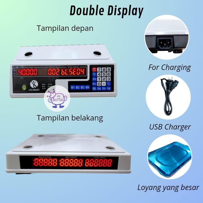 Timbangan Buah Digital 40Kg Double Display Digital Computing Scale Kitchenware Pasti Ori