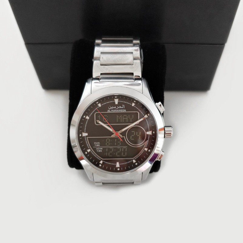 Islamic Muslim Prayer Watch with Athan Alarm Al Harameen Fajr Time Clock Compass for 35mm Dial