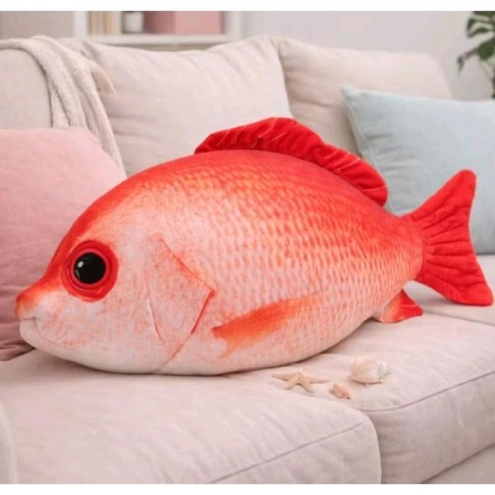 BONEKA JUMBO IKAN KAKAP MERAH UK 95 CM BAHAN HALUS LEMBUT BANTAL BONEKA KAKAP MERAH SIZE XL COCOK