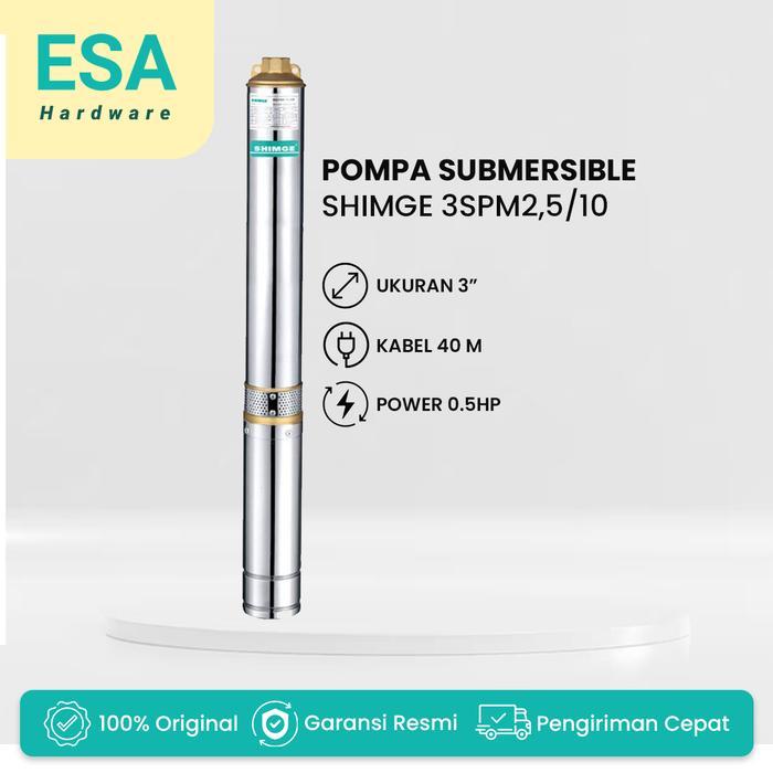 Pompa Submersible 3 Inc Shimge 3Spm2,5/10 + Kabel 40 M Terbaru 