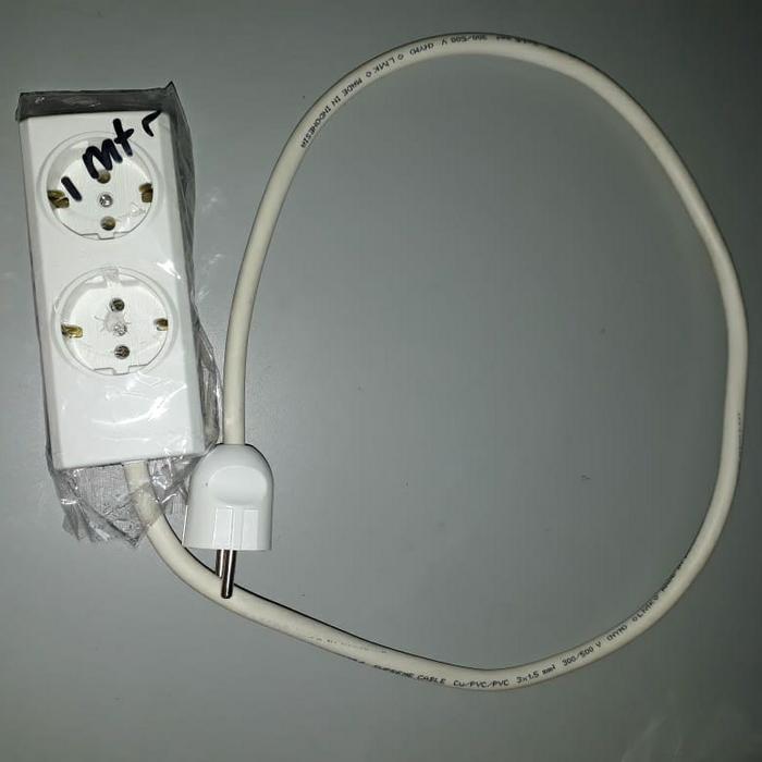 Stop Kontak Broco 2 Lubang Rakit + Kabel Tunggal NYM 3x1.5mm SUPREME + Steker Broco Colokan SET