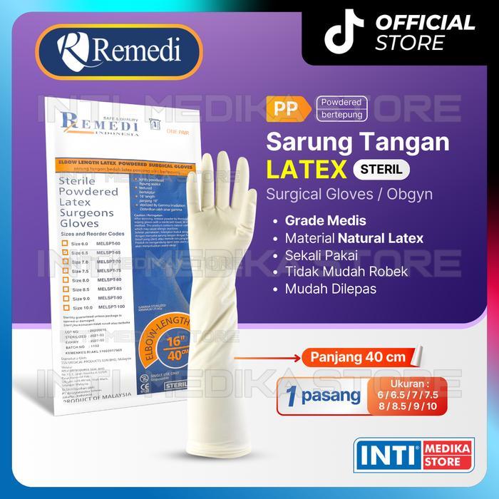 REMEDI - Sarung Tangan Obgyn Steril Surgeon Gloves Latex Powdered Karet Cleaning