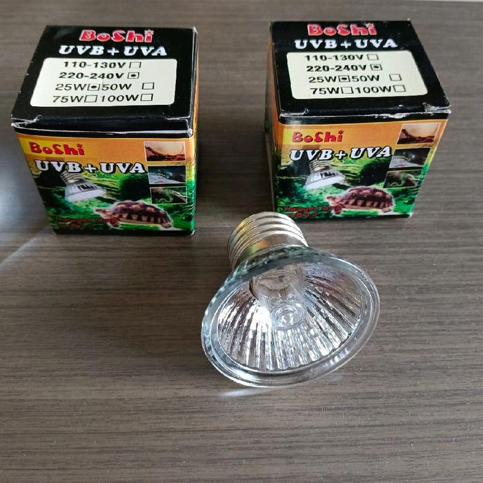 Best Seller Lampu Reptil Penghangat Kandang Kura Kura Iguana Uvb Uva 25 Watt Satu Set Original