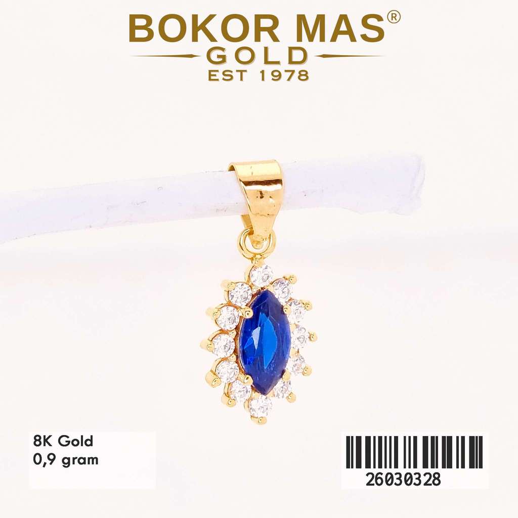 BokorMas Gold Liontin Variasi Permata Biru Emas Asli Kadar 8K 26030328