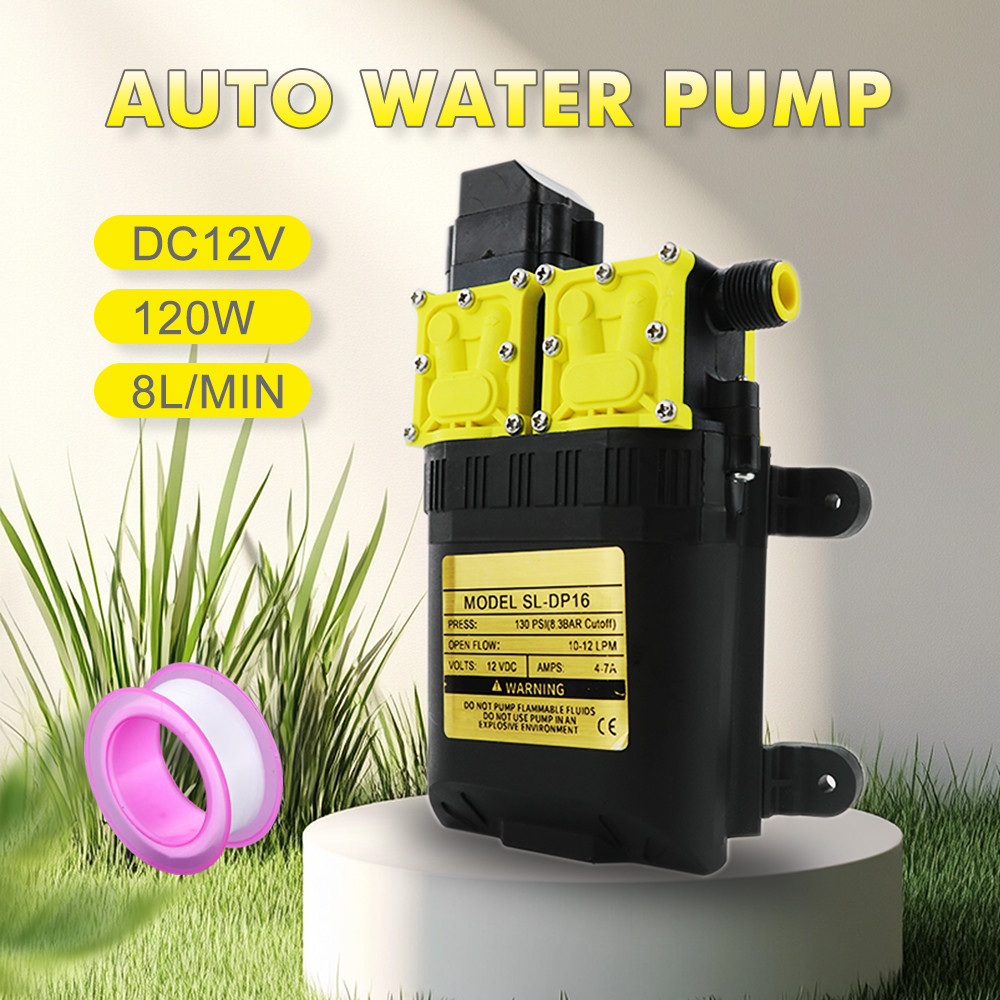 DC12V 130PSI 100W 10L/Min High Pressure Diaphragm Pump Mini Electric Self-priming Pump Water Washing