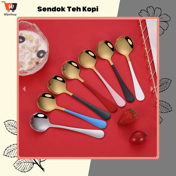 Sendok Kecil Sendok Teh Kopi Gold Stainless Steel sendok Aesthetic Bulat Makan Kitchenware