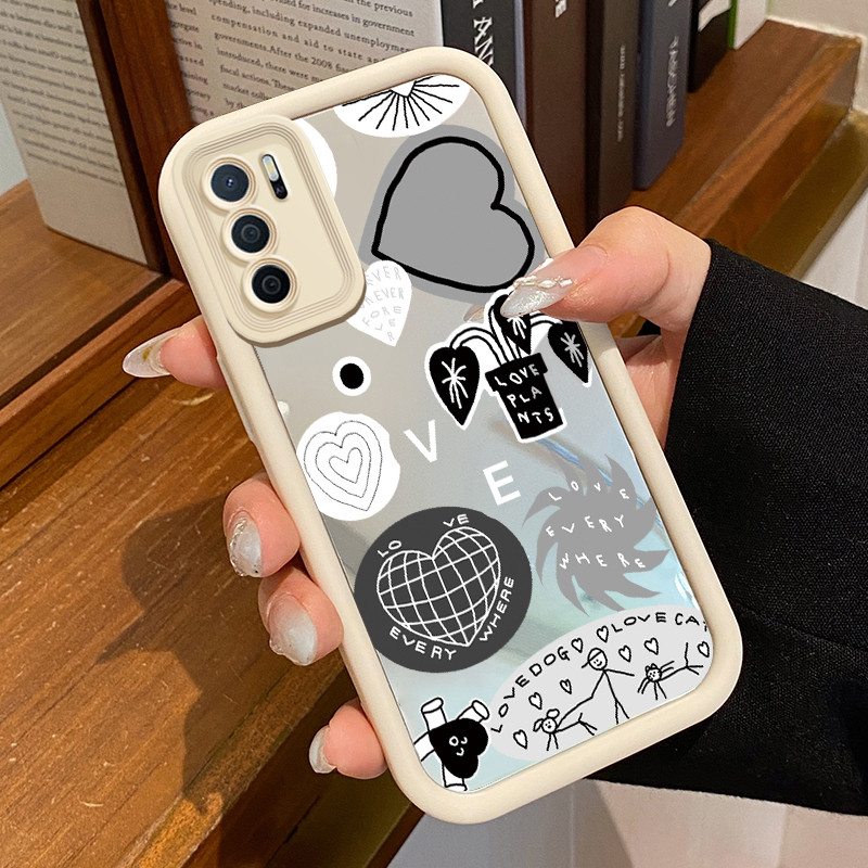 Casing Hp OPPO A16 OPPO A16s OPPO A54s Case Casing Kupu-kupu Hitam Pola Kasus cermin tangga HP Kasin