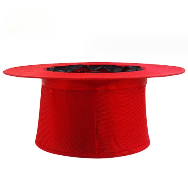 Folding Top Hat Spring Magic Tricks ( Black & Playing Card Pattern )Appearing/Vanishing Objects Hat