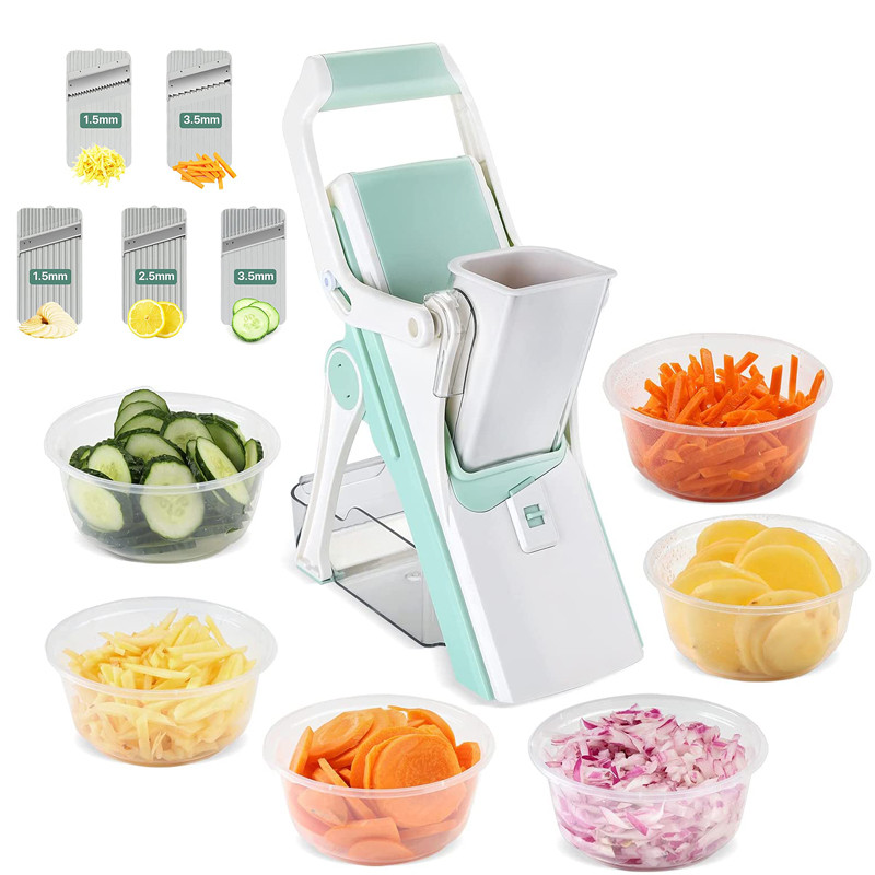 LMETJMA Adjustable Mandoline Slicer Stainless Steel Vegetable Slicer Julienne Safe Vegetable Dicer
