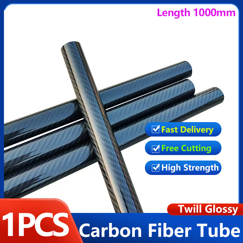 1PCS 3K Carbon Fiber Tube Twill Glossy Length 1000mm OD 6mm-30mm High Strength Full Carbon Fiber