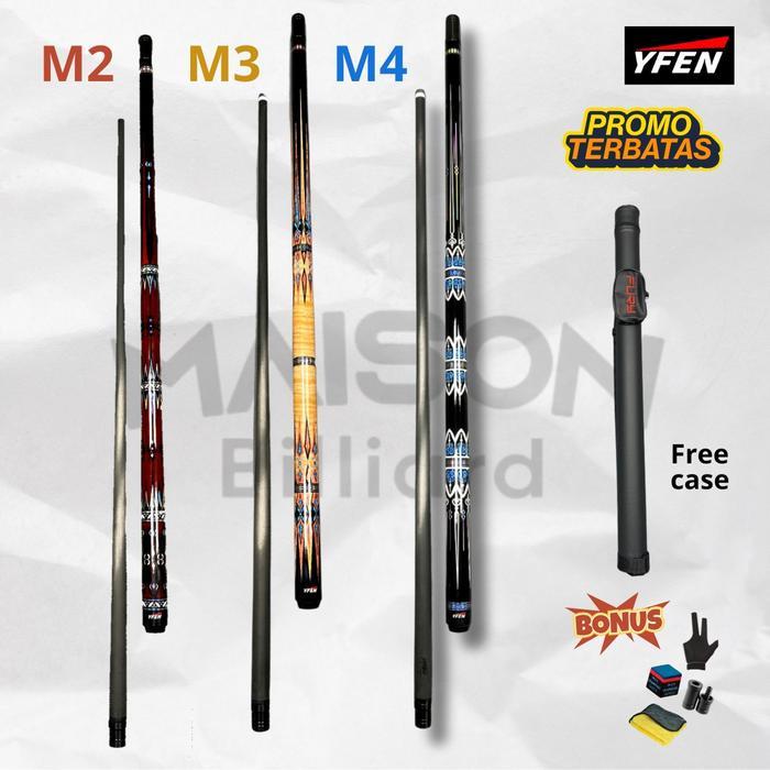 YFEN Stick Billiard YFEN M2 M3 M4 Carbon Shaft Cue Billiard Low Deflection Exclusive Butt Design
