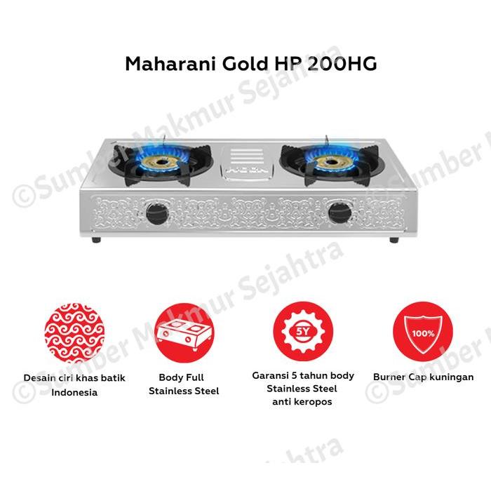 Hock Kompor Gas Stainless 2 tungku Maharani Gold - HP 200HG