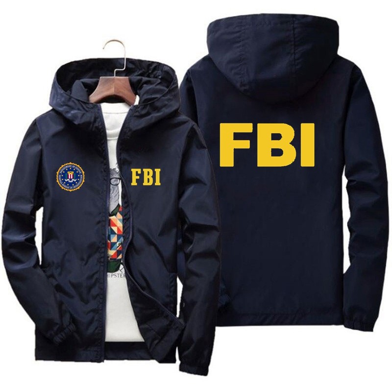 2024 New Men's Jacket High Quality FBI Printed Outdoor Sports Jacket Spring Hooded Windproof Fashion