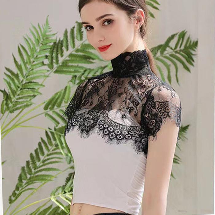 Kerah Palsu Renda Kerah Baju Wanita Korean Style Lace Collar Kerah Penutup Leher High
