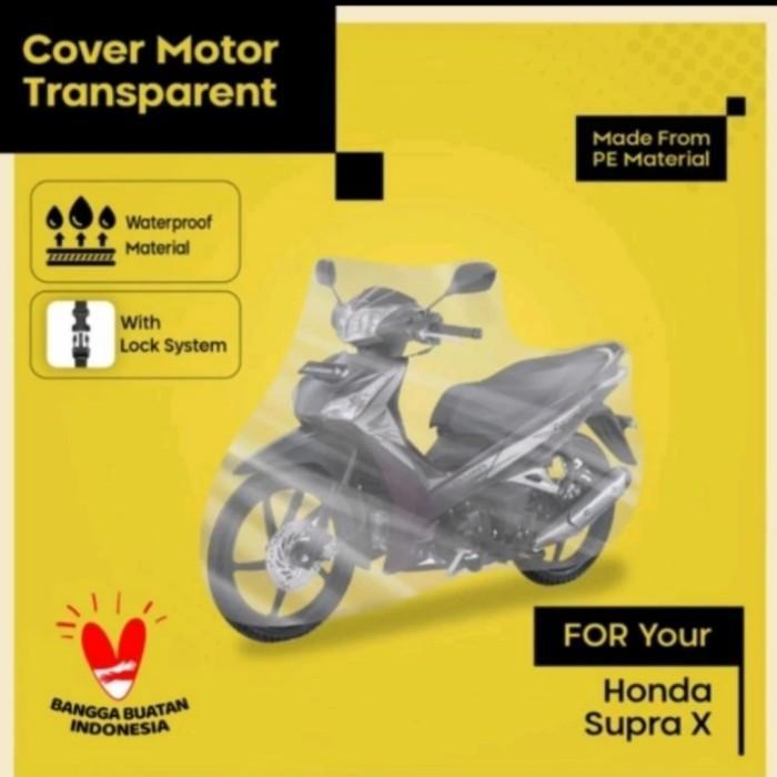 SARUNG MOTOR/COVER MOTOR HONDA SUPRA X 125 PLASTIK TRANSPARAN TEBAL WATERPROOF