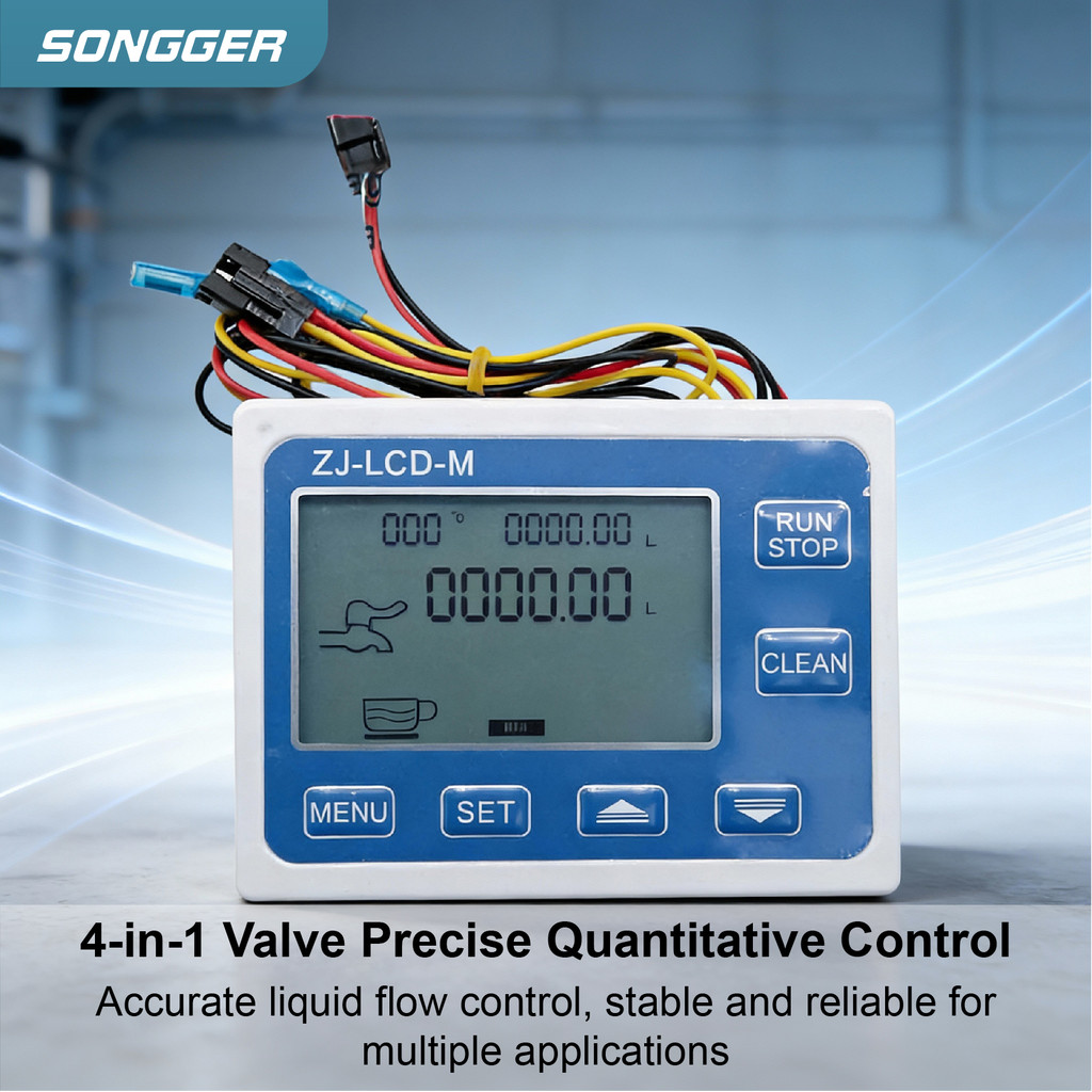 Dc24V Integrated Liquid Filling Flow Controller With Lcd Panel 1/2 Inch Inline Digital Flow Meter