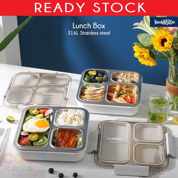 MISANBROO 316 stainless steel insulated lunch box, large capacity lunch box for office workers,