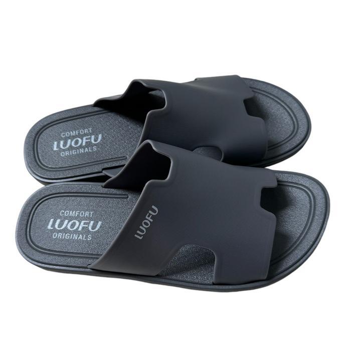 LUOFU SENDAL JELLY KARET PVC KOKOP H PRIA F1178C-NEW [F00] HITAM JEPIT