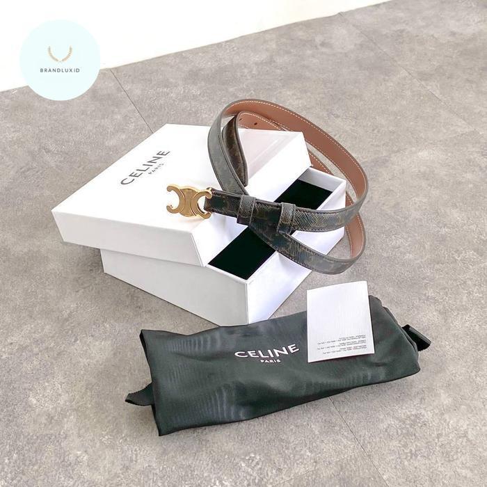 TERMURAH Celine Triomphe Sm 18mm Belt Canvas Tan GHW READY STOCK
